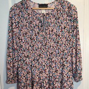 Donna Morgan Women's Long Sleeve Smocked Bodice Dress